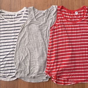 Old Navy Swing Tanks Bundle - stripes/marled gray